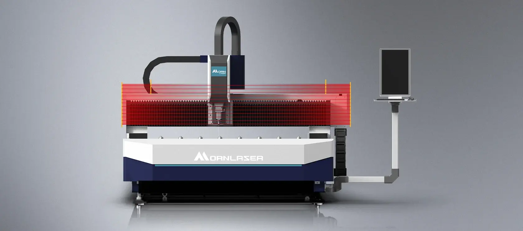 Optical safety grid protecting the fiber laser cutting area