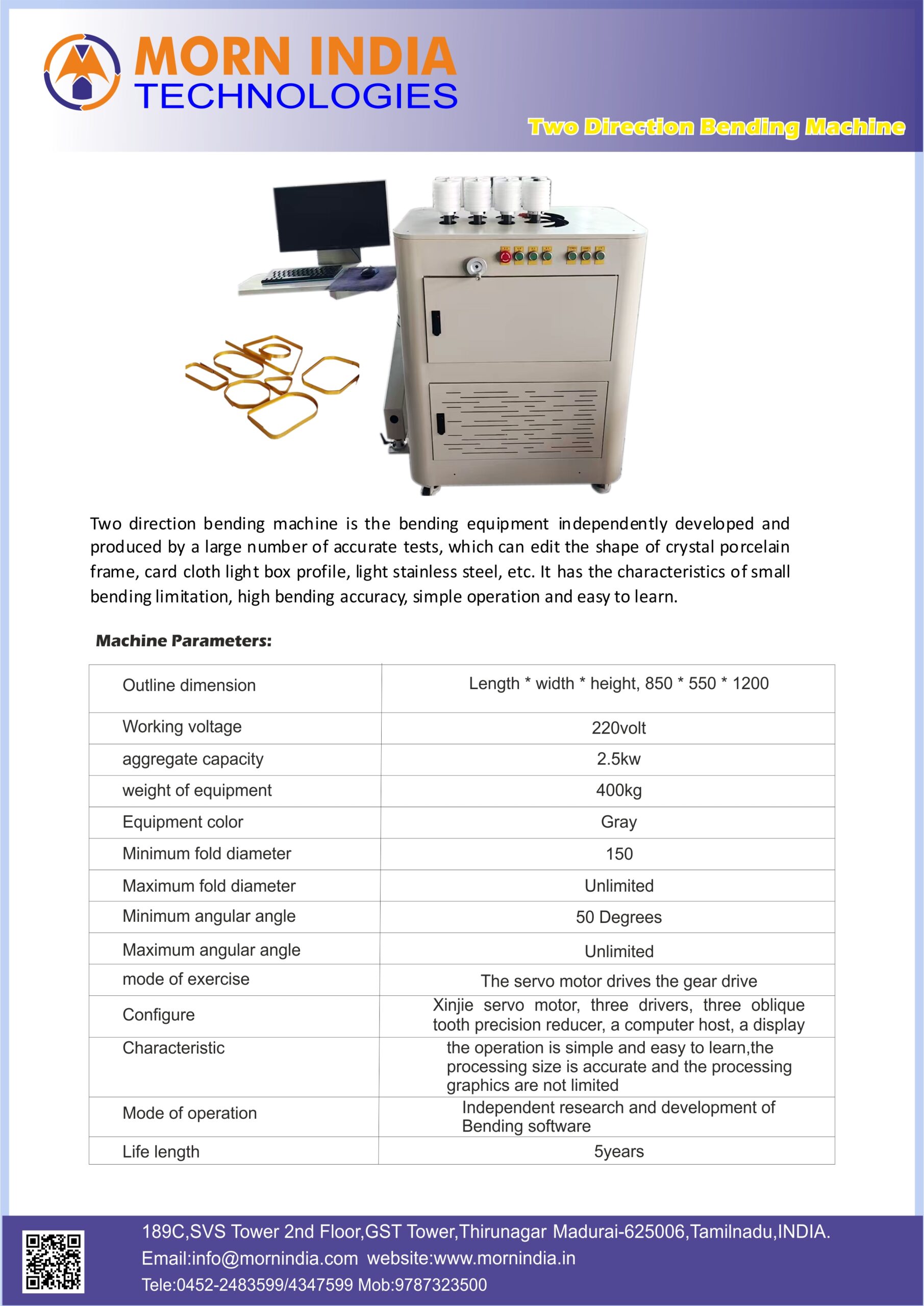 Mirror Glass Frame Bending Machine specifications